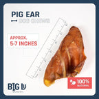 Big Lu – Pig Ear Dog Chews, 6 Count, All-Natural Single-Ingredient Pork Treats, Easily Digestible, Supports Joint Health with Glucosamine and Chondroitin