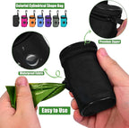 Dog Poop Bag Holder for Leash Attachment - Waste Bag Dispenser for Leash - Fits Any Dog Leash - Portable Set with Hand Free Holder Metal Carrier, Round Shape, Grey