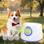Automatic Dog Ball Launcher, Upgraded Interactive Dogs Balls Thrower for Small Dogs, Distance Adjustable Mental Stimulating Dog Toys with 4 Durable Etpu Balls 2.2 Inch (Blue)