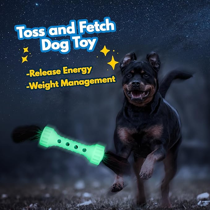 Indestructible Dog Rope Toy for Aggressive Chewers | Glow-in-The-Dark Tug of War Toy for Medium/Large Breeds | Durable TPR & Cotton Rope Chew Teething Fetch Toy