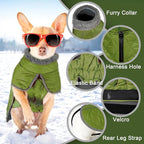 Fragralley Dog Winter Coat, Waterproof Windproof Reflective Fleece Jacket with Harness Hole, Warm Snow Vest for Small Medium Large Dogs, Ideal Gifts