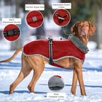 Warm Waterproof Dog Coat,Size M Dogs Jacket Pet Winter Coat for Cold Weather with Thicken Furry Collar,Reflective Puppy Winter Jacket Warm Fleece Lining for Medium Dogs,Red,M