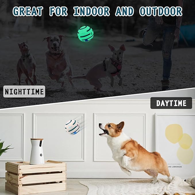 HYQ Glowing Small Dog Toys, Interactive Dog Toys Ball, Squeaky Dog Toys for Small Medium Large Dogs, Puppy Ball Dog Toys to Keep Them Busy (Glow Ball, 5.91 inch)