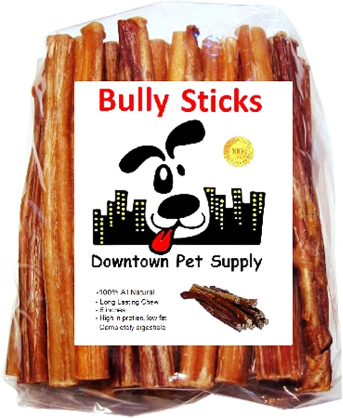Downtown Pet Supply Bully Sticks for Dogs - Natural 6 Inch Beef Chews, Odor-Free & Rawhide-Free, Long Lasting Dog Treats for Aggressive Chewers - Healthy, Safe & Delicious Chews Dogs Love (18 Pack)