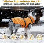 OneTigris Dog Coat with Harness - Reflective Adjustable Coats for Medium and Large Dogs, Waterproof Warm Winter Coat, Soft Heavy Fleece Lining with Back Zipper Dog Jackets
