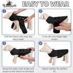 Queenmore Small Dog Sweaters, Soft Fleece Vest Pullover Pet Jacket with Leash Hole, Warm Winter Dog Clothes Cold Weather Doggy Dachshund Sweater for Small Dogs Cats Boy or Girl (Black, XS)