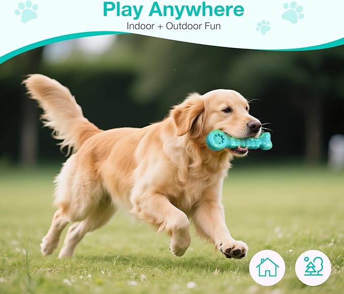 Tough Dog Toys for Aggressive Chewers - Indestructible Chew Toy Bone for Medium & Large Breeds, Keeps Dogs Busy & Cleans Teeth - Peanut Flavored