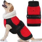 Dogcheer Dog Coat, Christmas Dog Jacket, Waterproof Turtleneck Puppy Winter Coat, Adjustable Pet Puffer Jacket, Reflective Warm Fleece Coats for Small Medium Large Dogs - Red, 2XL