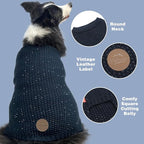 KYEESE Dog Sweater with Leash Hole for Small Dogs Male Warm Pullover with Reflective Thread Soft Knitwear Boy Dog Clothes Cozy Lightweight Thick Sweater Pet Indoor Outdoor Wear,Navy Blue,X-Small