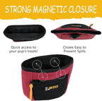 SZO Dog Treat Pouch with Pet Training Clicker, Dog Training Treat Pouch with Waist Belt Clip, Magnetic Closure, Hands-Free Training - Black&Red