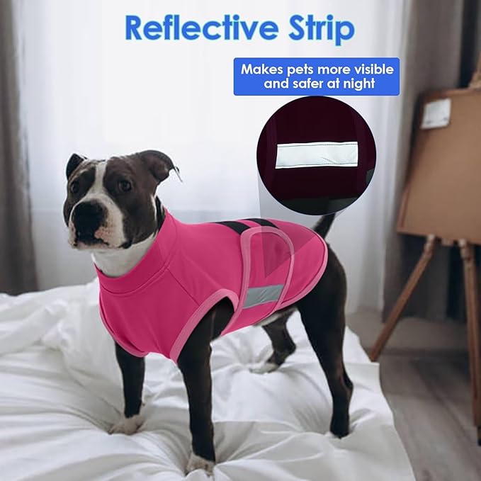 MIGOHI Dog Anxiety Relief Coat,Comfort Anxiety Vest for Dogs,Adjustable Anxiety Calming Wrap for Fireworks,Thunderstorms,Travel, Separation, Dog Anxiety Jacket for Small Dogs,M,Rosered