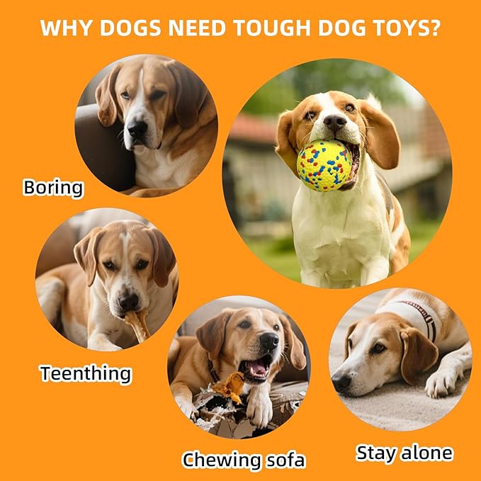 [4 Pack]E-TPU Dog Balls, 3.15'' Indestructible Tennis Balls for Dogs, Durable Bouncy Dog Toys for Aggressive Chewers, Teething Cleaning Chew Toys, Water Toy Fetch Ball for Large Medium Dog and Puppies
