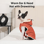 Fleece Lining Dog Hoodie with Harness Built in,Extra Warm Large Dog Jacket in Winter Doggie Coats with Drawstring Hooded,Orange XXXL