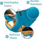 Gooby Padded Vest Dog Jacket - Solid Blue, X-Small - Warm Zip Up Vest Fleece Jacket with Dual D Ring Leash Water Resistant for Small to Medium Dogs