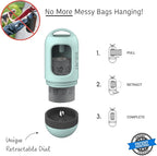 SVD.PET Dog Poop Bag Dispenser, Retractable Waste Bag Fits Any Dog Leash, Leak-proof Waste Bags, Poop Bag Holder, Doggy Walking Accessory (Misty Jade)