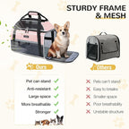 Lekereise Top-Expandable Pet Carrier - TSA Airline Approved Soft Sided Underseat Up to 12lbs Travel Carriers for Small Cats and Dogs with Locking Safety Zippers Anti-Scratch Mesh