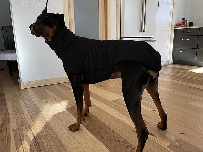 Esobo Fleece Dog Apparel Winter Warm Dog Coat Doggie Turtleneck Cozy Jacket Soft Shirt Vest Stylish Pet Outfits for Small Medium Large Dogs (Black, X-Large)