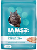 IAMS Proactive Health Indoor Weight Control & Hairball Care Adult Dry Cat Food, Chicken & Turkey Recipe, 22 lb. Bag