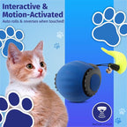 Speedy Tail 2.0 Cat Toy, Interactive Cat Toys for Indoor, Automatic Moving Kitten Rolling Ball with Tail, Rechargeable & Two Speed Adjustment, Smart Interactive Dog Ball, Rollie Pet Chase, Blue