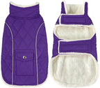 Malier Dog Winter Coat, Windproof Dog Cold Weather Coats with Real Pocket, Winter Extra Warm Pet Coat Fleece Jacket Reflective Clothes for Small Medium Large Dogs and Puppy (Purple, X-Small)