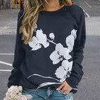 Womens Long Sleeve Tops Y2k Japanese Art Print Sweatshirts Fall Pullover for Women Crewneck Vintage Shirts Boho Tops