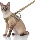 Tactical Cat Harness and Leash, Escape Proof Large Cat Walking Vest,Adjustable Soft Mesh Pet Vest Harness with Control Handle, Molle Patches Khaki