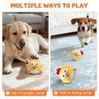 Interactive Dog Toy Ball, Rechargeable Jumping Plush Toy with Motion Activation for Small Large Dogs, Squeaky Moving Bouncing Ball for Pets Keep Busy Reduce Boredom, No Loud Music (Chicken)