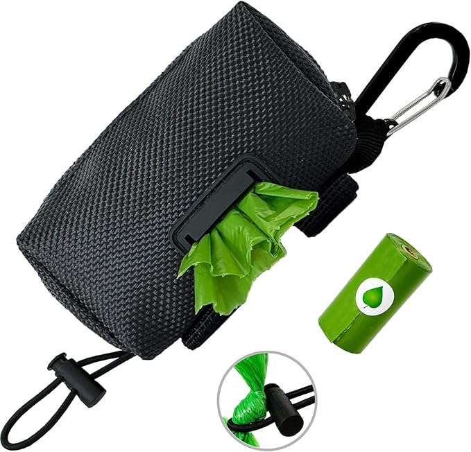 Dog Poop Bag Holder for Leash, 2 in 1 Dog Waste Bag Dispenser & Holder, Plus 15 Poop Bags