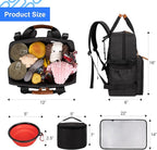 Modoker Dog Travel Bag, Airline Approved Backpack for Pet Accessories Organizer, Tote Weekend Bag with 2 Dog Food Storage Containers, 2 Collapsible Bowls, 1 Pet Mat, Black