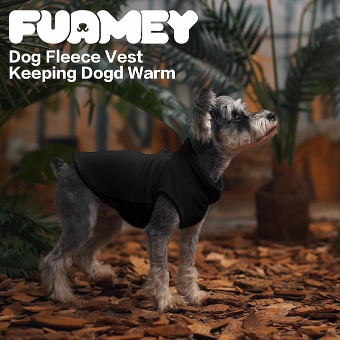 FUAMEY Dog Fleece Vest for Medium Dogs,Warm Stretchy Dog Sweatshirts Pullover with Leash Hole Dogs Sweater Soft Pet Turtleneck Cozy Pet Vest Lightweight Sleeveless Black M