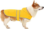 Dog Raincoat for Medium Dogs Waterproof Hooded Rain Jacket with Reflective Strips Leash Hole & Poncho Adjustable Fit (Yellow,L)