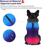 Dog Winter Coat, Waterproof Dog Jacket with Leash Hole, Reflective Adjustable Pet Snow Vest, Warm Fleece Sweater for Small Medium Large Dogs - Gradient Blue, M