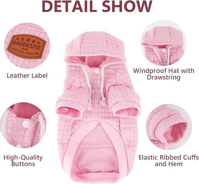 2 Pack Dog Hoodie Sweaters for Small Medium Dogs Warm Dog Clothes for Large Dogs Soft Waffle-Like Laminated Sweatshirt Bulldog (Pink+Rose, 3XL (Back: 29.5",Chest: 36.5", Neck: 27"))