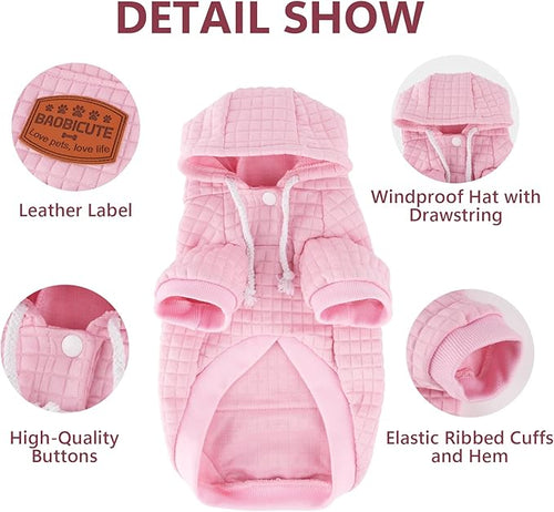 2 Pack Dog Hoodie Sweaters for Small Medium Dogs Warm Dog Clothes for Large Dogs Soft Waffle-Like Laminated Sweatshirt Bulldog (Pink+Purple, XXS (Back: 8",Chest: 11", Neck: 7.9"))