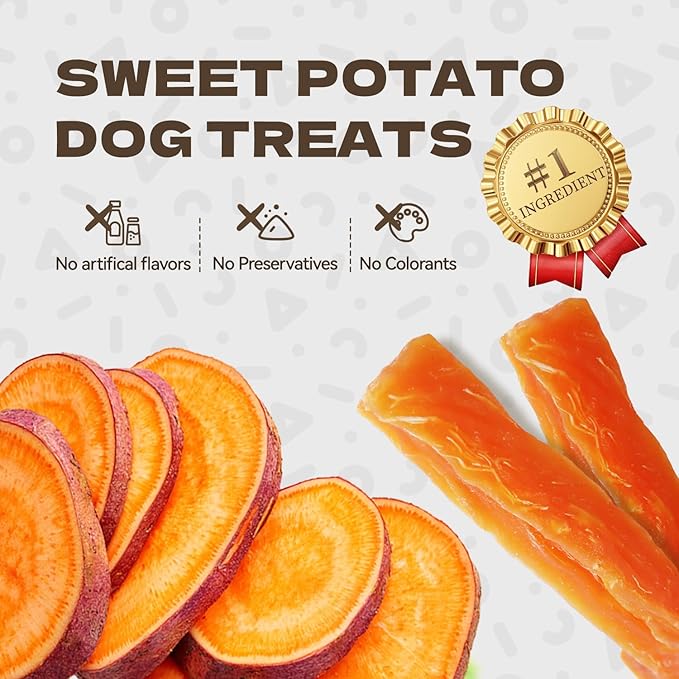 Healthy Sweet Potato Dog Treats, Soft and Low Fat Dog Training Treats for Small Medium Dogs and Large Breed, Single Ingredient Chews Snacks 10.58oz/25-30pcs