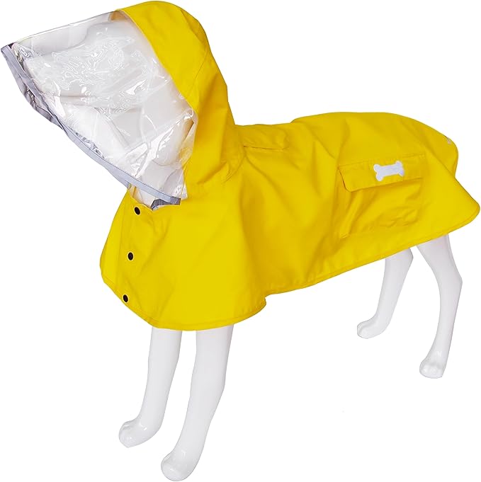 Waterproof Dog Raincoat, Adjustable Reflective Lightweight Pet Rain Clothes with Poncho Hood (4X-Large, Yellow)