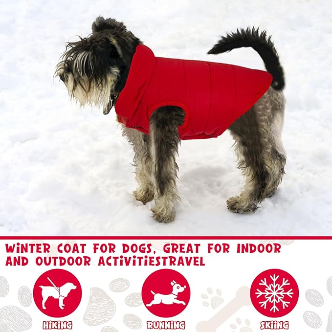 Syhood 2 Pieces Dog Jacket 2 Layers Fleece Lined Dog Jacket Warm Soft Windproof Small Pet Coat for Winter Cold Weather(L,Red, Pink)