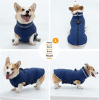 Large Dog Coat with Harness Built-in, Waterproof Reflective Fleece Lined - Warm Windproof Winter Jacket with Back Zipper, Cold Weather Snow Dog Coats - Blue - 2XL