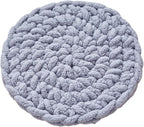 Cat Knitted Bed Mat, Extra-Soft Washable Warm Round Pads Cushions for Indoor Kittens, Cat Trees Towers, Perfect for Kneading and Sleeping (Blue-Grey,Medium)