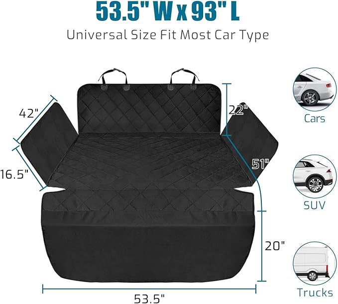 Veckle SUV Cargo Liner for Dogs - Universal Fit Trunk Cover for Dogs Water Resistant Nonslip with Side Flaps, Cargo Liner for SUVs, Sedans, Vans
