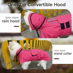 Waterproof Windproof Dog Raincoat with Full Body Coverage, Reflective Adjustable Hooded Jacket, Easy on Lightweight Dog Rain Coat for Large Dogs Poncho Breathable (Neon Pink, XXXXL)