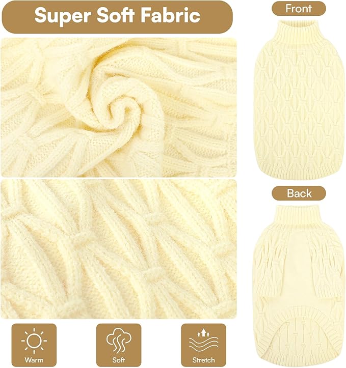 Queenmore Medium Dog Sweater,Dog Sweater for Medium Dogs Boys Girls,Christmas Sweaters for Dogs,DogSweater Knitwear Outfit,Thick Warm Pet Clothes for French Bulldog,Boston Terrier(Beige,M)