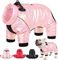 AOFITEE Dog Coat, Waterproof Dog Winter Jacket, Warm Fullbody Dogs Snowsuit, Winter Coat for Small Dogs, Zip Up Pet Puffer Jacket Fleece Vest, Outdoor Reflective Cold Weather Pet Coats, Pink L