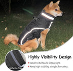 Malier Dog Coat, Reflective Dog Jacket Waterproof Windproof Puppy Cold Weather Coats with Harness Built in, Winter Extra Warm Pet Coat Fleece Vest for Small Large Pets and Puppy (Black, Large)