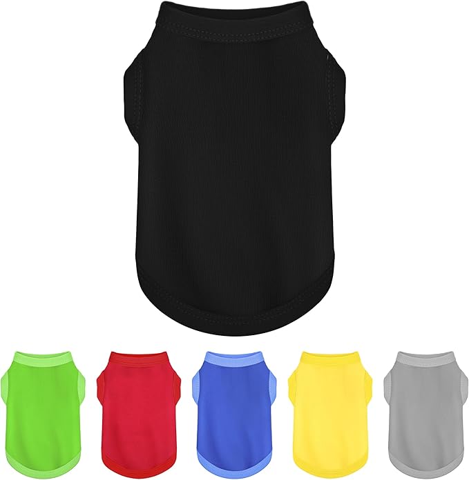 Elevate Your Dog's Fashion Quotient with Colorful and Breathable Sleeveless Cotton Shirts! Perfect Pet Apparel for Small to Medium Dogs Black 4XL