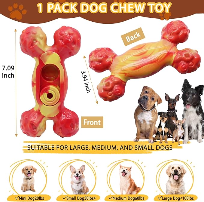 Magicorange Dog Chew Toys for Aggressive Chewers, 1 Pack Indestructible Toy for Medium/Large Breed, Nylon Dog Toys to Keep Them Busy,Bacon Flavor (Orange)