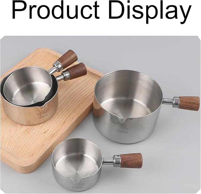 1 Cup Stainless Steel Dog Cat Food Measuring Scoop for Dry and Wet Food, Accurate Measurement for Rice, Flour, Grain (Silver)