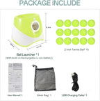 Automatic Dog Ball Launcher, Dog Ball Thrower Machine with 10-30Ft 3 Launching Distance, Interactive Toys for Small Dogs Indoor & Outdoor with 15 Mini Tennis Balls-2 Inch Light Green