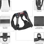 Custom Houston Dog Harness with Reflective Stripes Personalized Name and Number Dog Vest Harness with Pet Traction Rope for Small Medium Large Dog