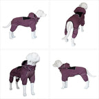 LOVELONGLONG Waterproof Dog Raincoat with Removable Hood – Outdoor Full Body Dog Jacket, Windproof Snowproof Shell Suit – All Season Pet Rain Gear Plum Purple 3XL